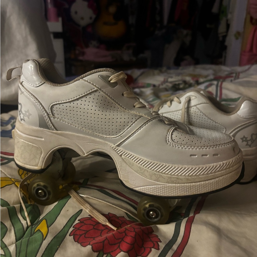 Platform Roller Sneakers in Cream